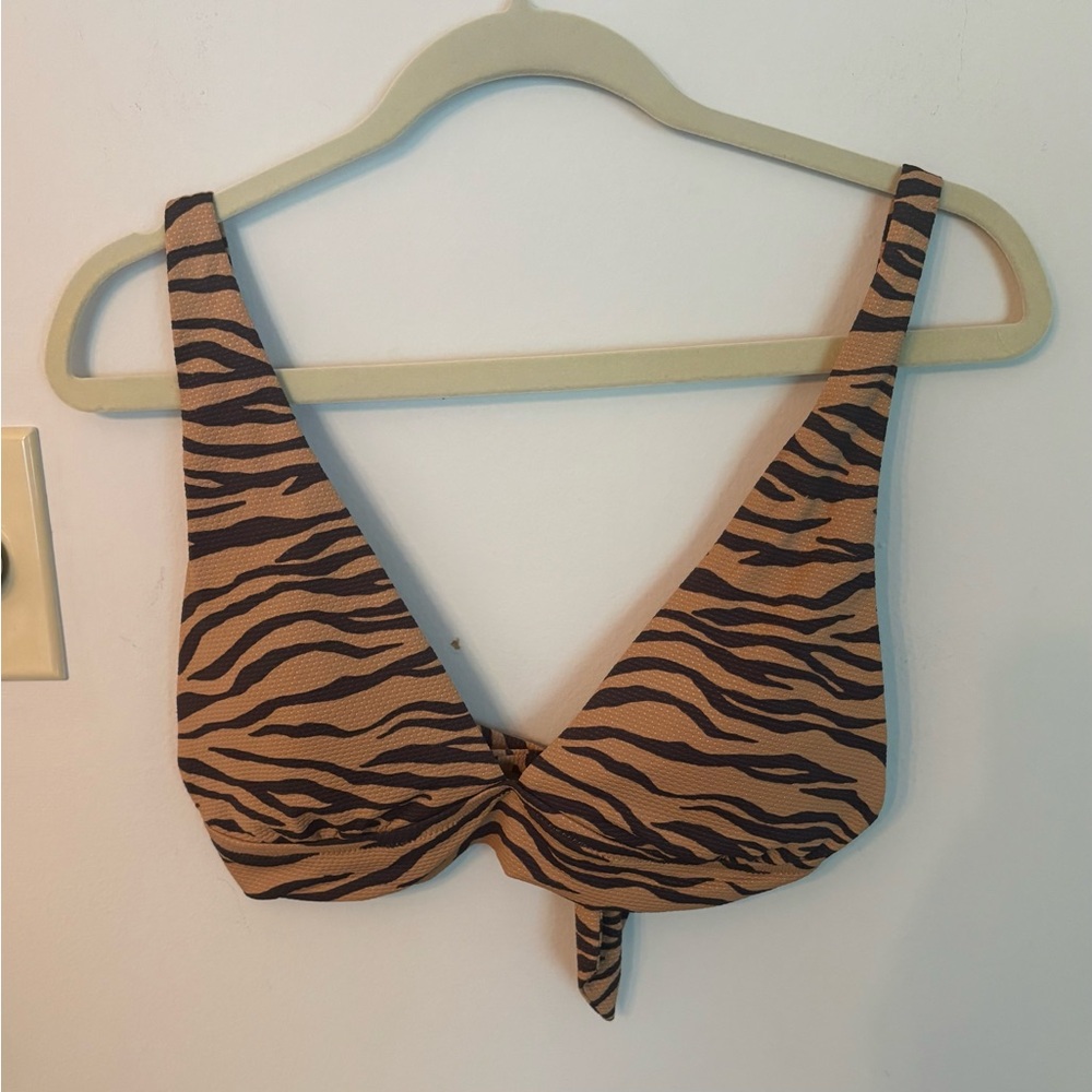 Aerie pique animal print tie bikini top - Picture 2 of 5